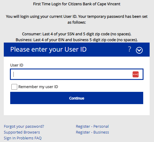 user id login from gouverneur savings and loan near syracuse ny